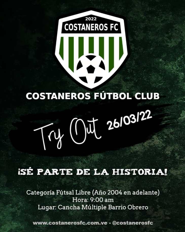 Imagen de la noticia: Municipio Cabimas: Costaneros Fútbol Club realiza “Try Out” con la vista puesta a futuro