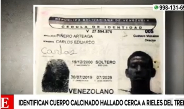 Imagen de la noticia: Perú: Encuentran el cadáver carbonizado de un venezolano en los rieles de un tren