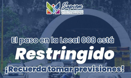 Imagen de la noticia: Estado Mérida: Protección Civil informó el cierre preventivo del paso entre El Vigía y Mérida por fuertes lluvias
