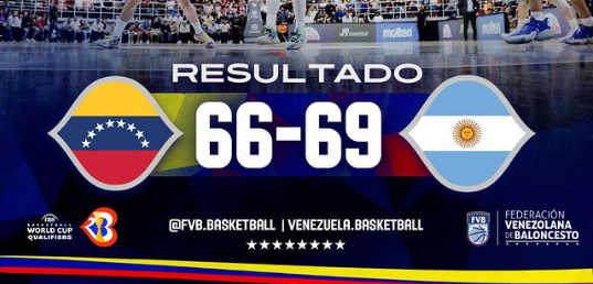 Imagen de la noticia: Clasificatorio Fiba: Venezuela no aprovecha ventaja y cae ante Argentina 69 por 66