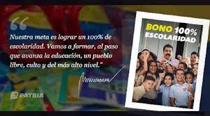 Imagen de la noticia: Sistema Patria inicia distribución del Bono “100 % Escolaridad” del mes de julio