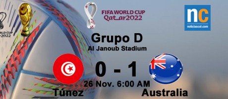 Imagen de la noticia: Mundial Quatar 2022: Australia suma sus primeros tres puntos al derrotar a Túnez 1-0