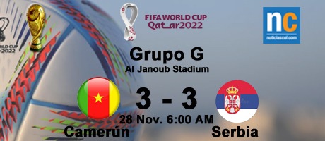 Imagen de la noticia: Mundial Catar 2022: Camerún y Serbia empataron 3-3 por el Grupo G