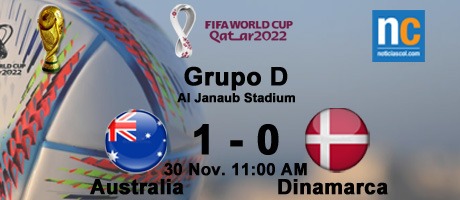 Imagen de la noticia: Mundial Catar 2022: Australia derrota a Dinamarca y clasifica a octavos de final