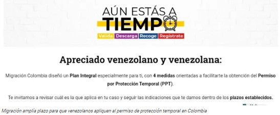 Imagen de la noticia: Colombia: Migración amplía plazo para que venezolanos apliquen al permiso de protección temporal