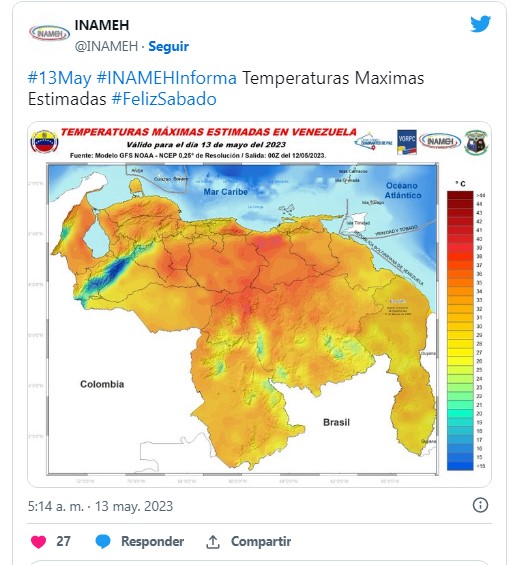 Imagen de la noticia: Inameh: Altas temperaturas continuarán en todo el territorio nacional