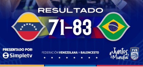 Imagen de la noticia: Fiba 2023: Venezuela no pudo con Brasil y llegara al mundial sin victorias en la preparación